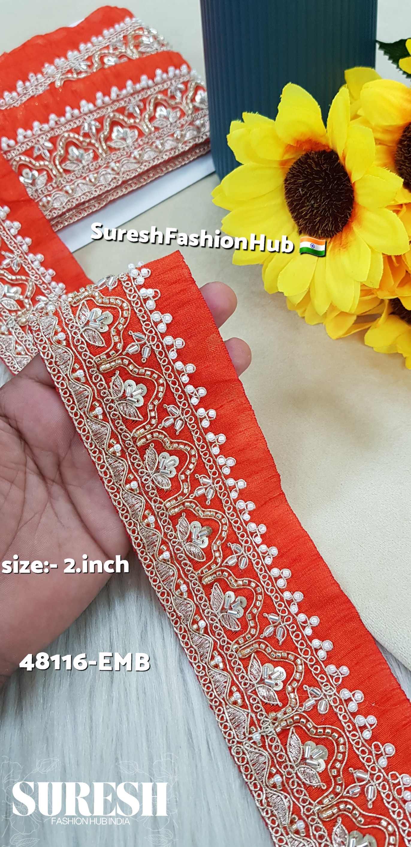 Orange  Sunkissed Aura Embroidery Lace