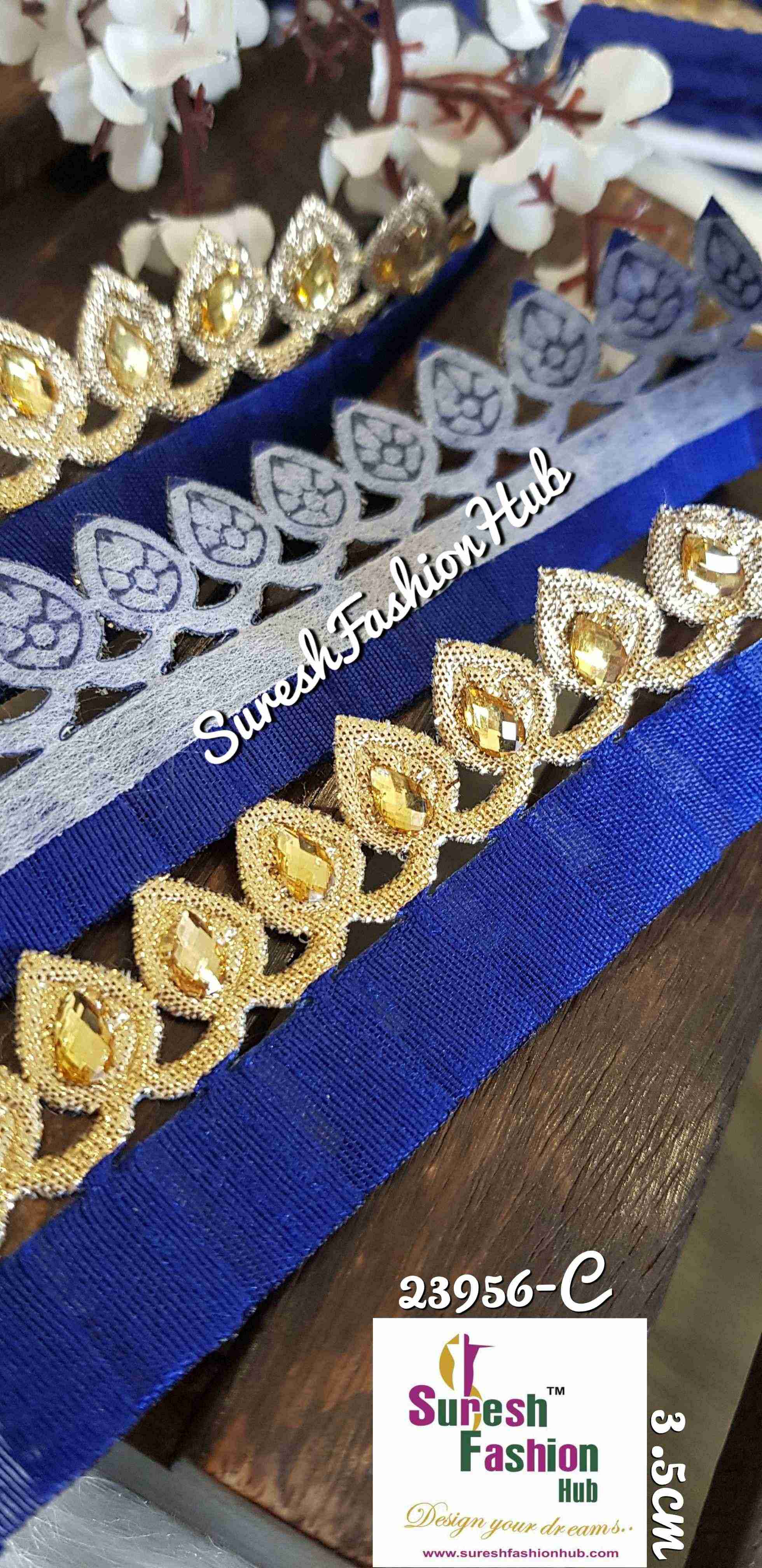 Royal Blue Leafy Designer Trim
