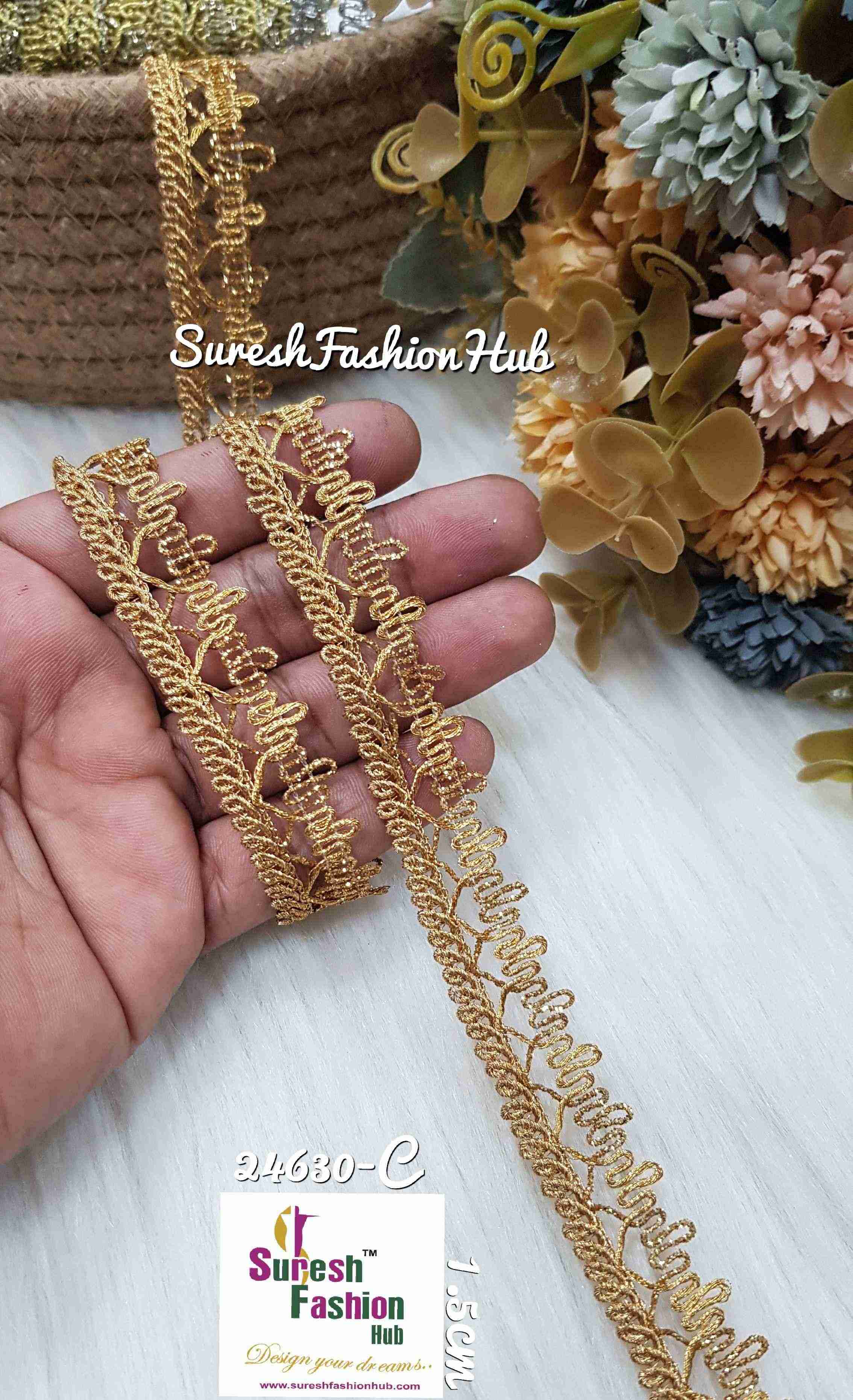 Antique Gold Crystal Crochet Lace