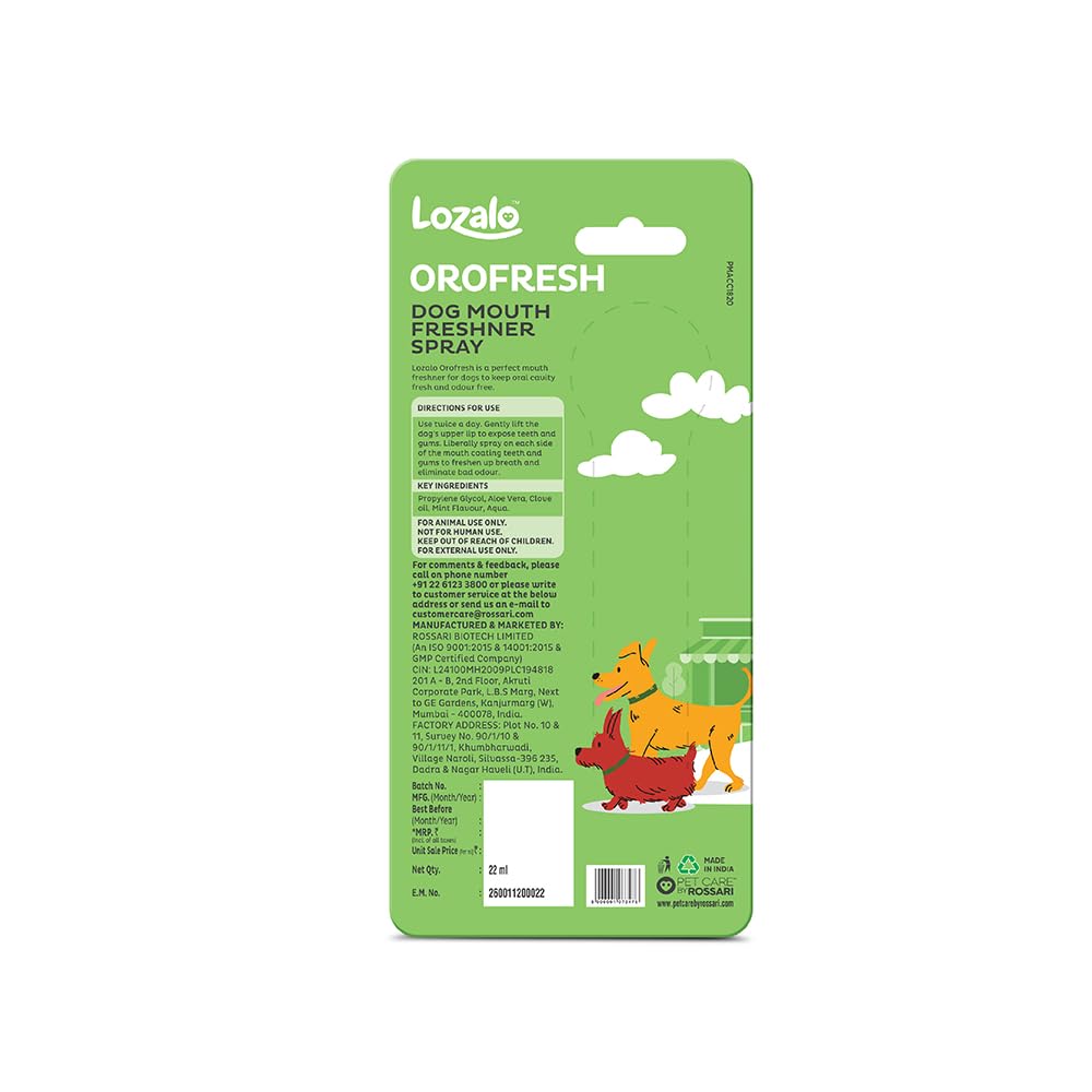 Lozalo Orofresh Dog Mouth Freshner Spray, 22 ml