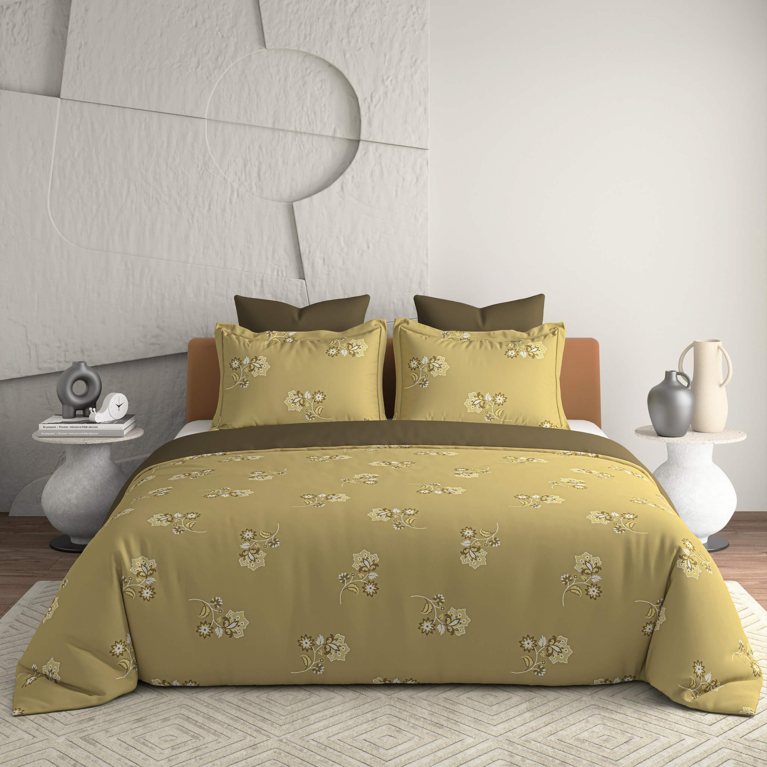 Bellagio Jovial Dark Tan Cotton 3pc King Size BedSheet Set