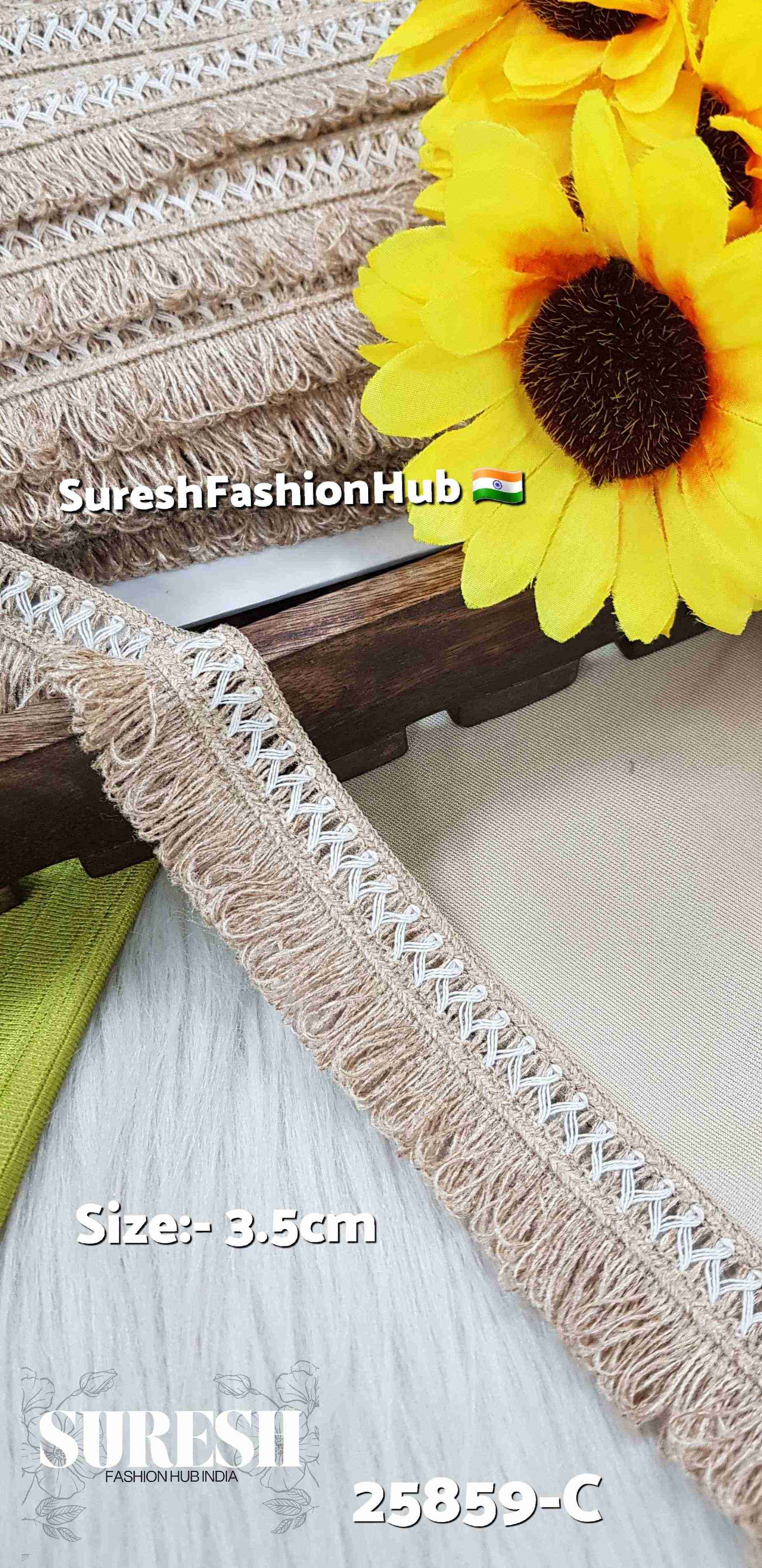 25859-C Rich Jute Fringe Jhalar Lace