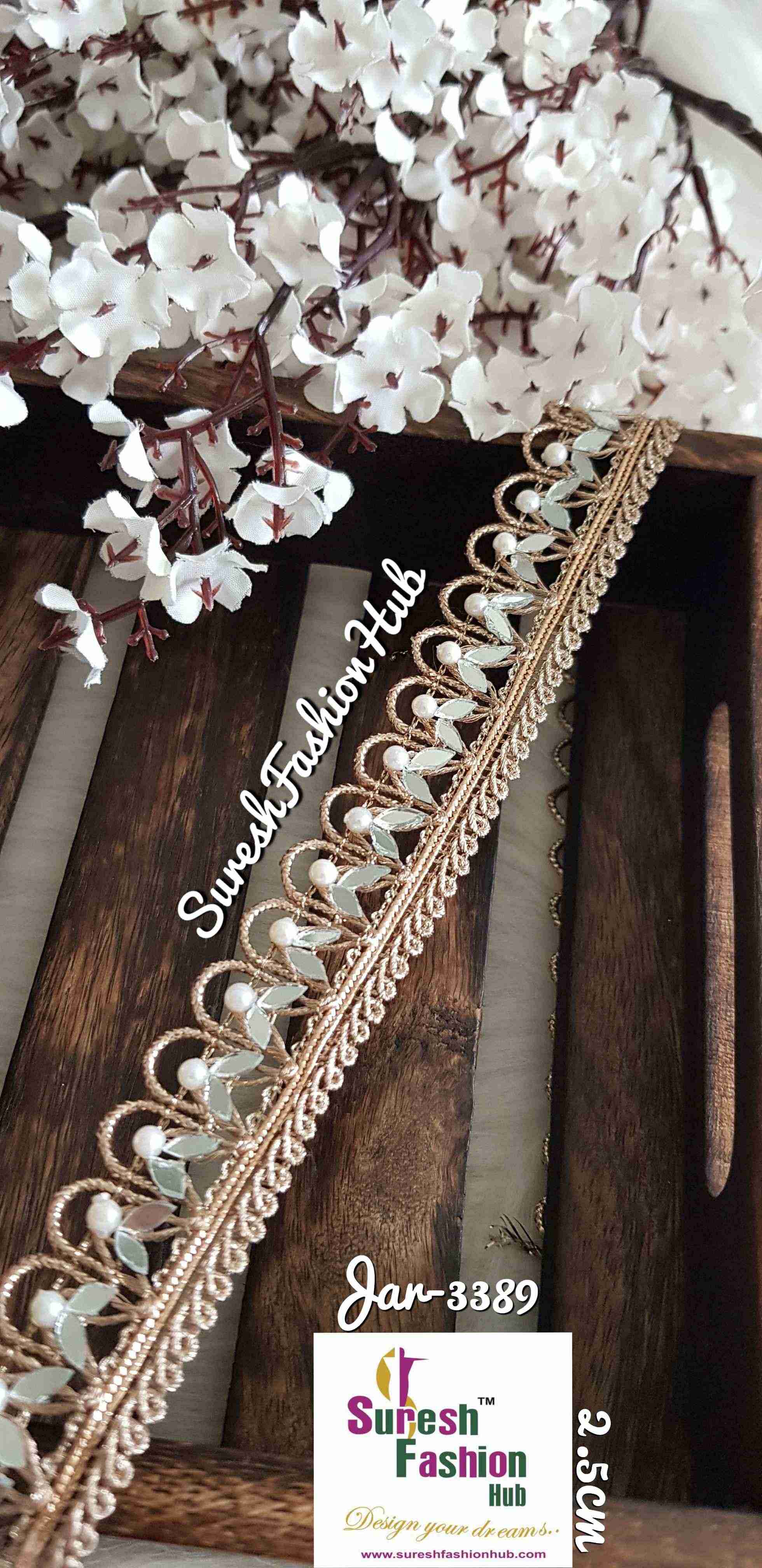 Glittering Mirror Pearl Color Embellished Trim