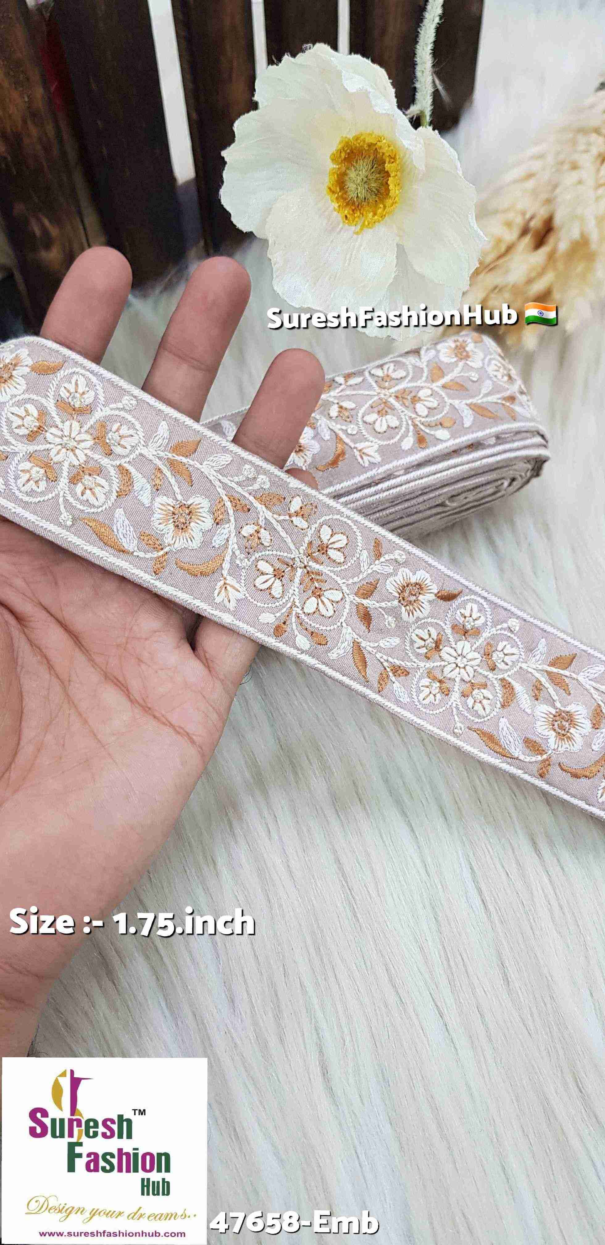 Light Brown Ivory Bloom Floral Embroidery Lace