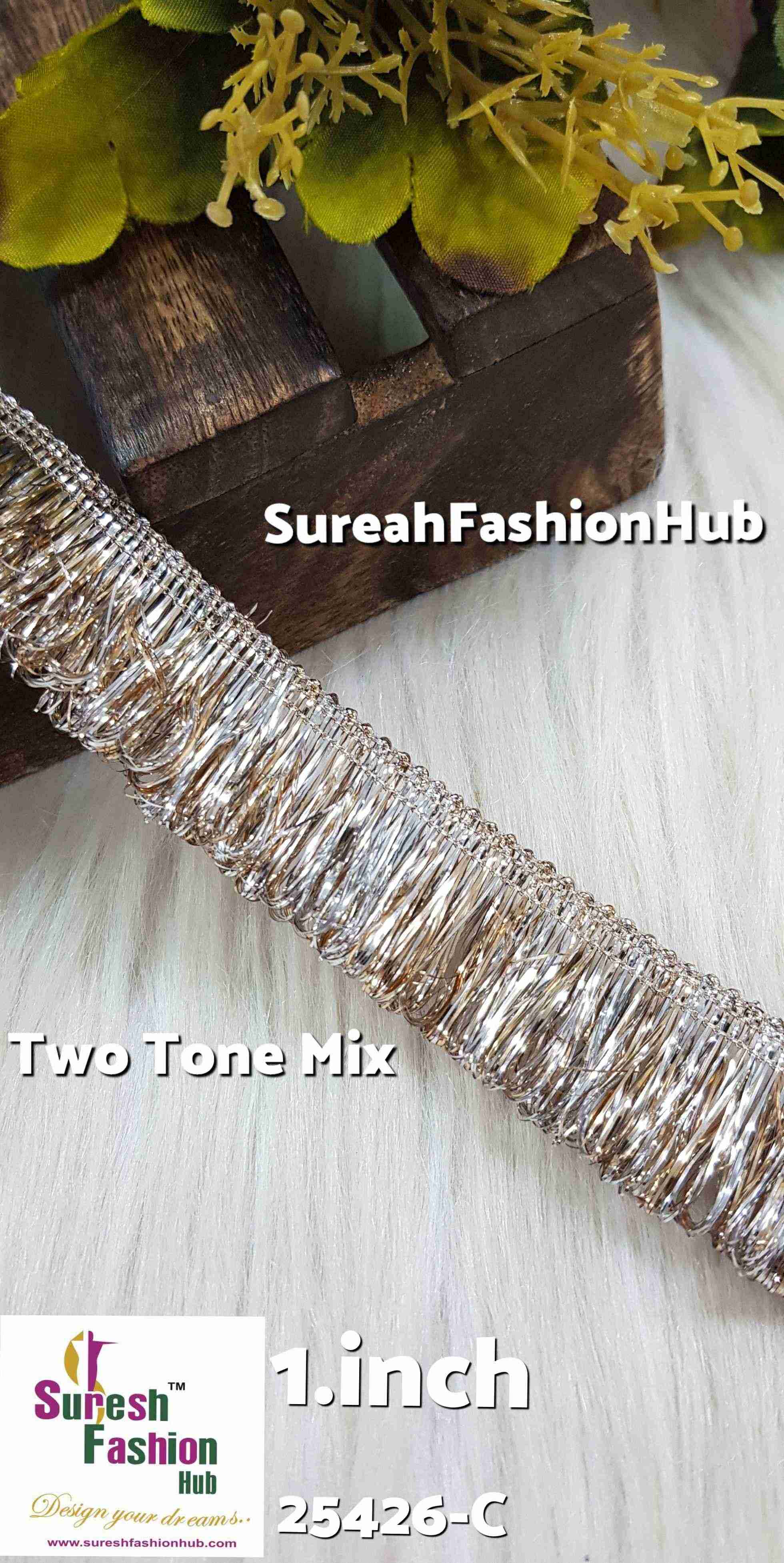 *Two Tone Mix Badla Fringe Lace*1-Inch