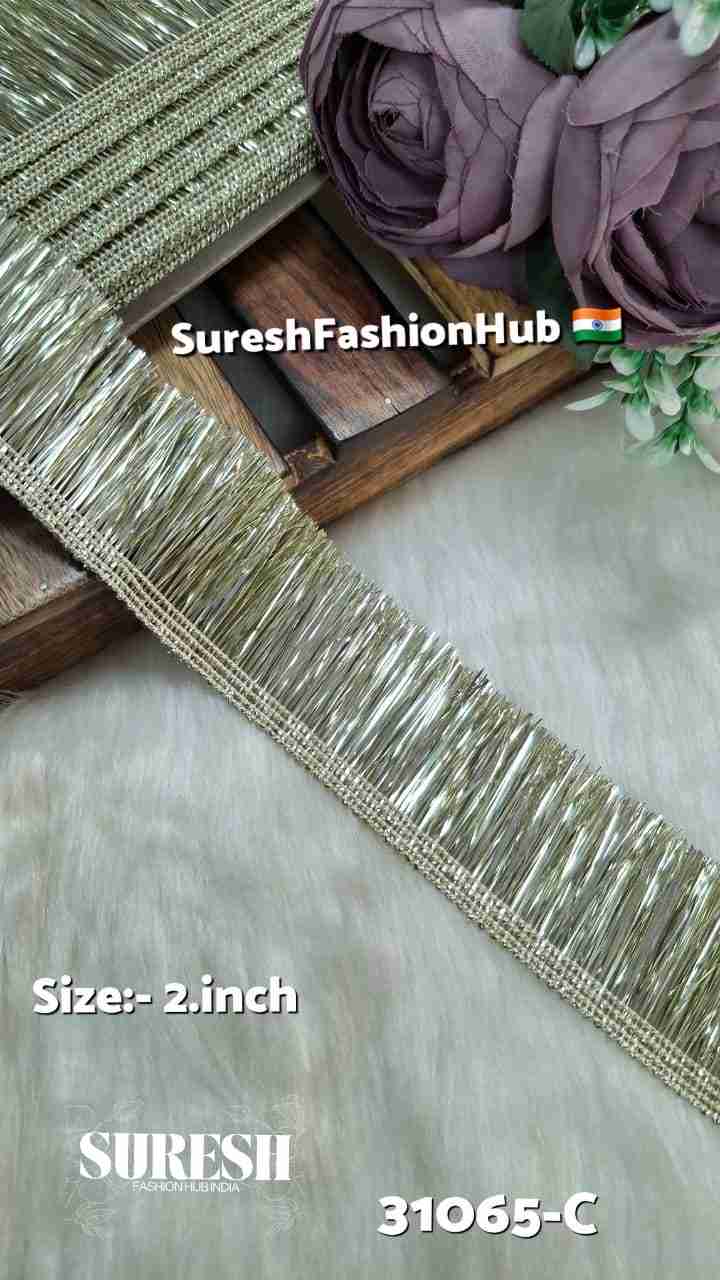 Light Gold Badla Fringe Border – 31065-C