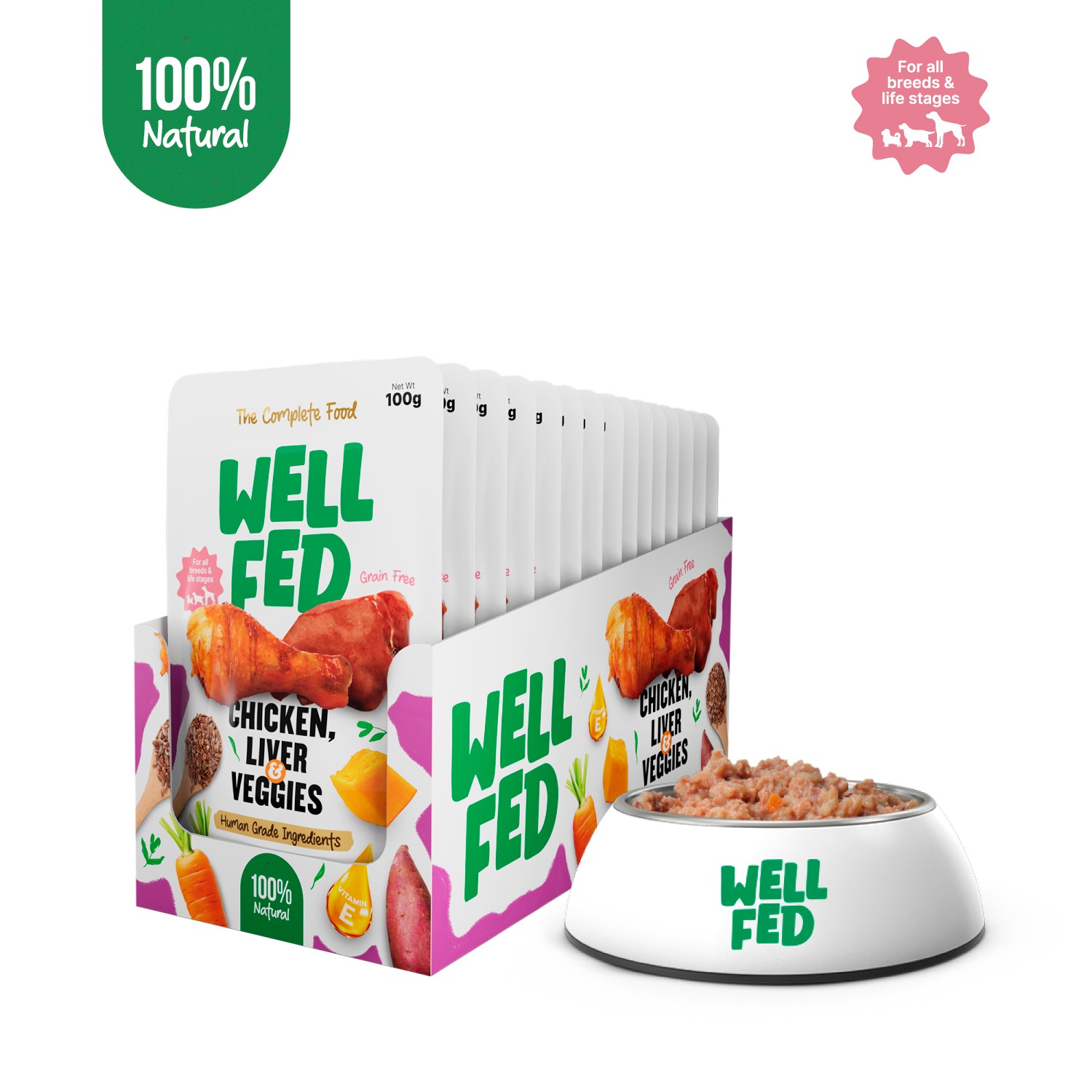 Well Fed Chicken Liver & Veggies Wet Dog Food 100 g