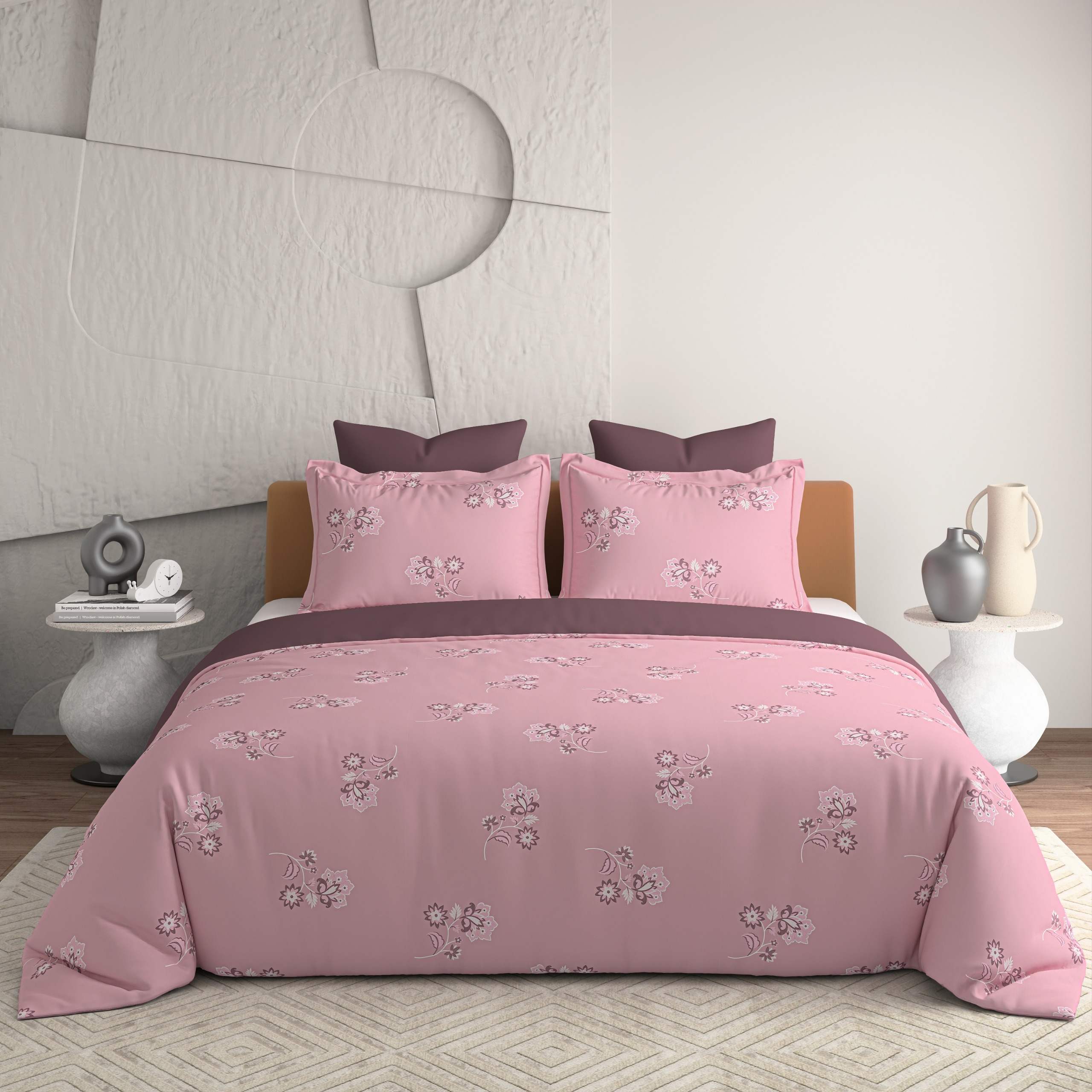 Bellagio Jovial Pastel Pink Cotton 3pc King Size BedSheet Set