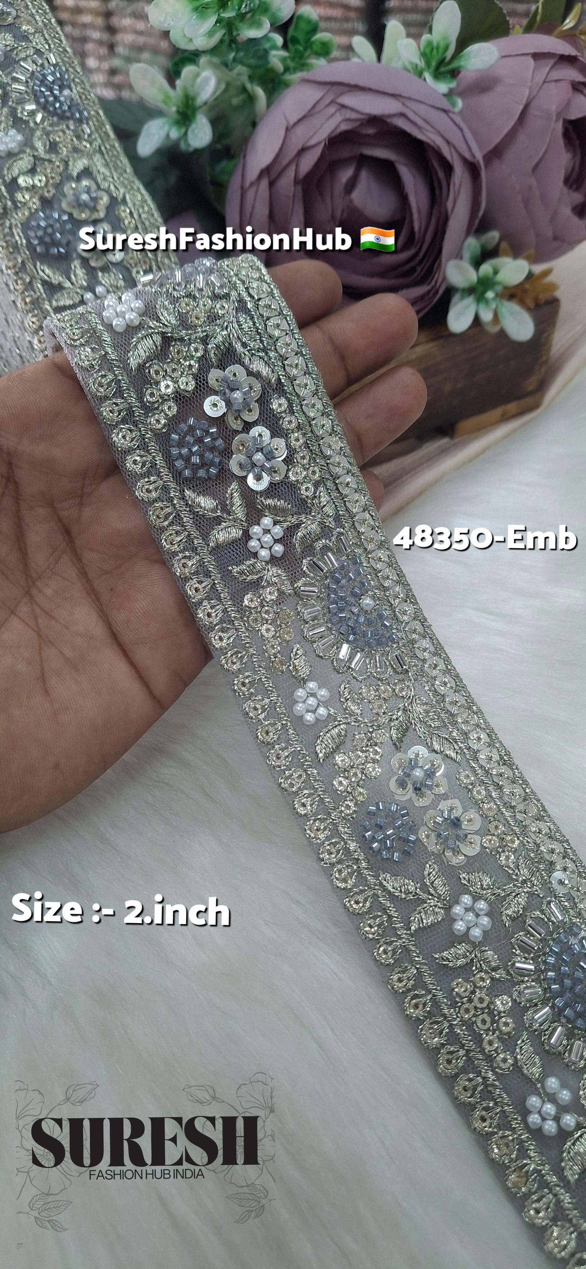 PearlGlow Floral Net Embroidered Lace