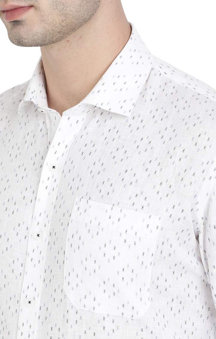 PAPILIO-02 WHITE PRINT Men's White Cotton Printed Formal Shirts