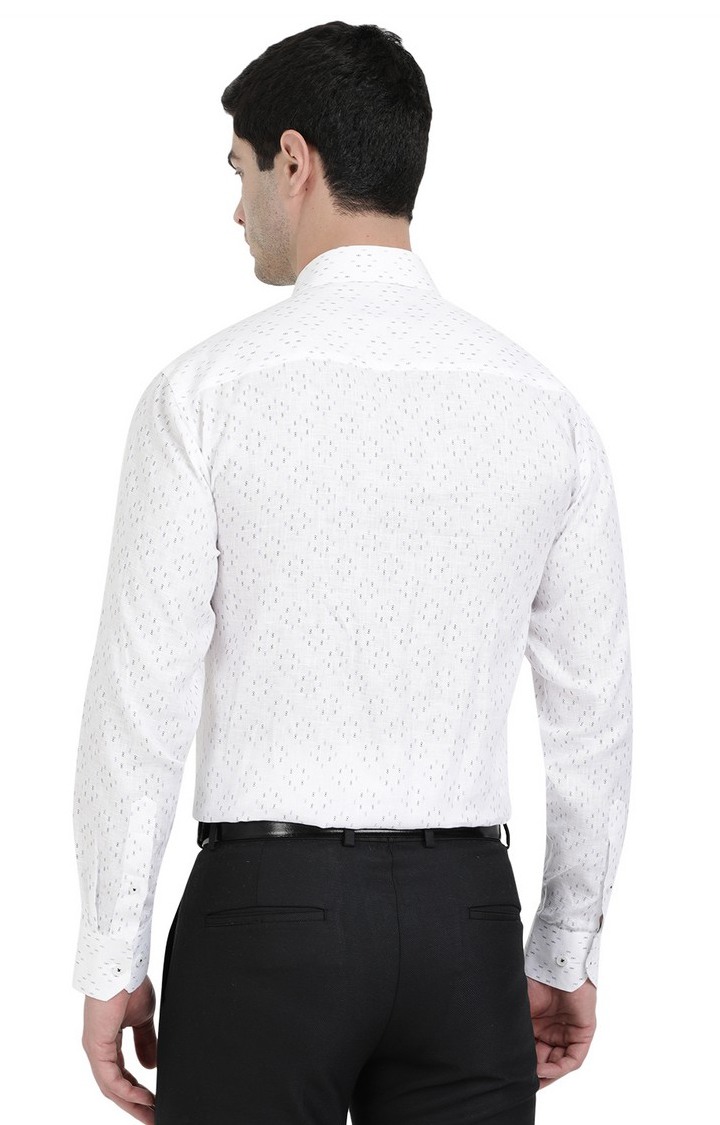 PAPILIO-02 WHITE PRINT Men's White Cotton Printed Formal Shirts