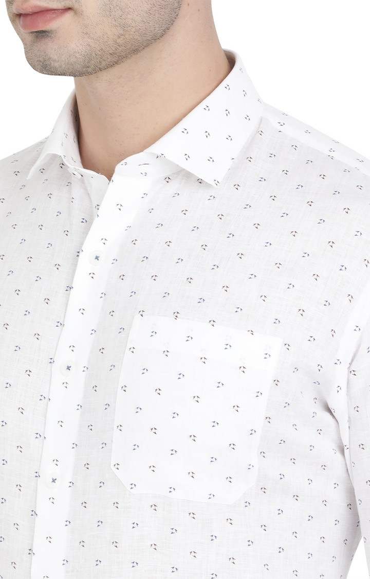 White printed sale formal shirt