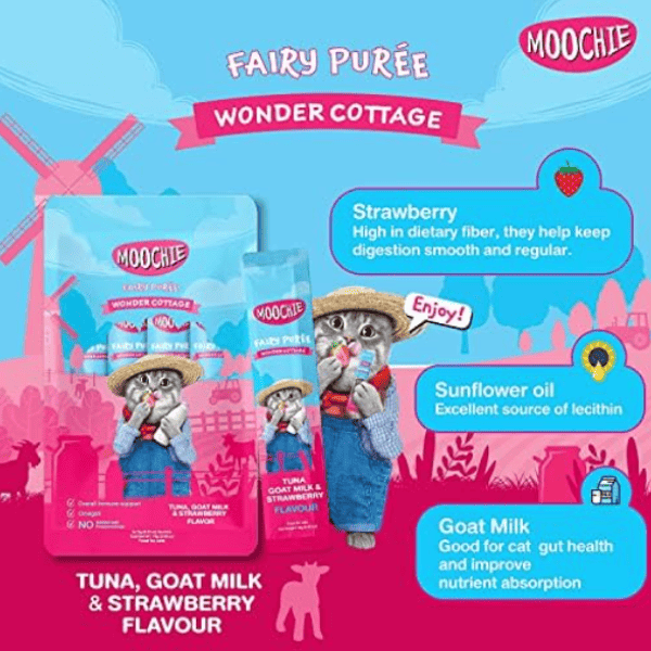 Moochie Creamy Tuna Goatmilk & Strawberry Cat Treat - 75g