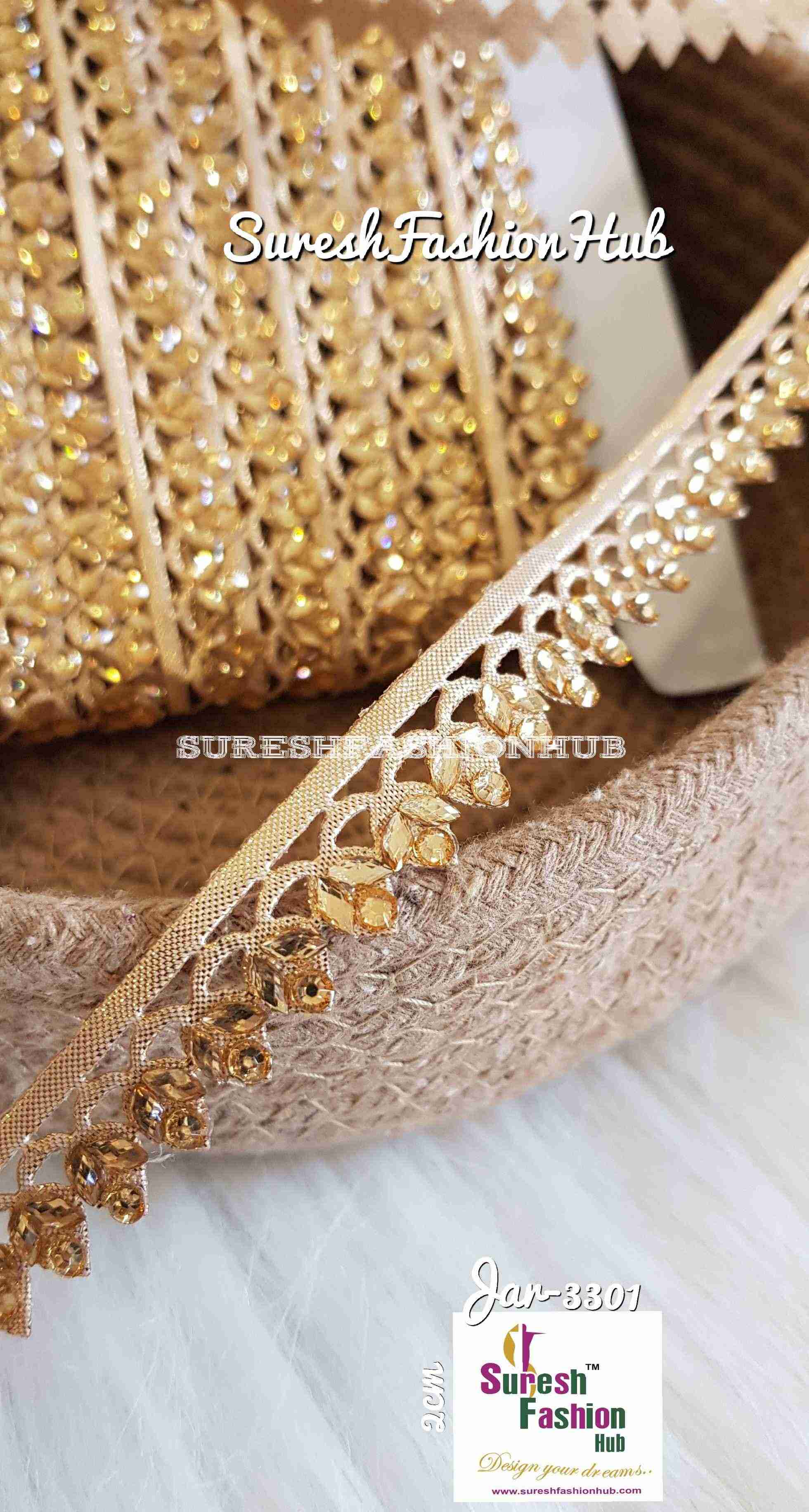Golden Beads Embellished Fine Trim