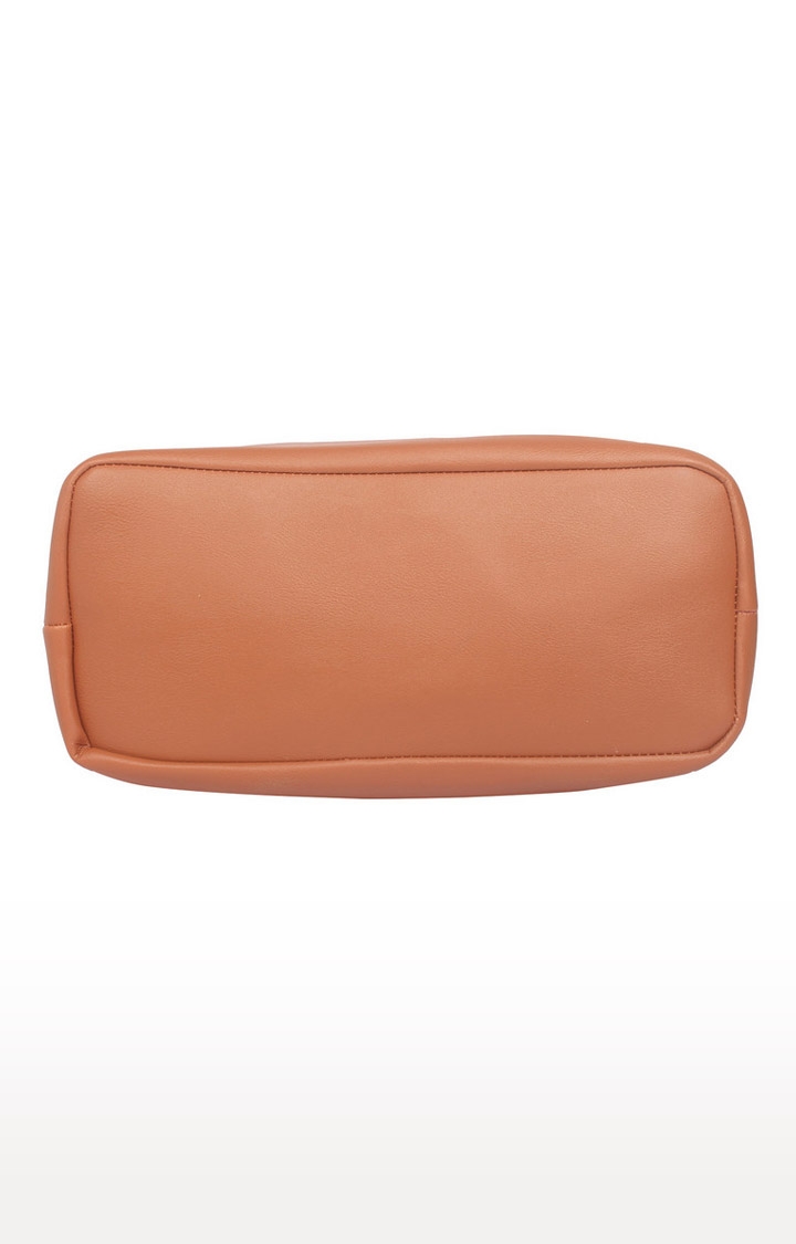 Aliado | Aliado Brown Artificial Leather Tuck Lock Closure Handbag 3