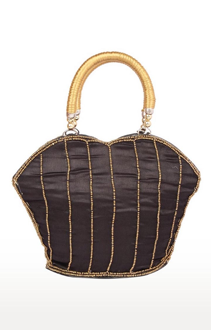 Aliado | Envie Embellished Black Zipper Closure Handbag  1