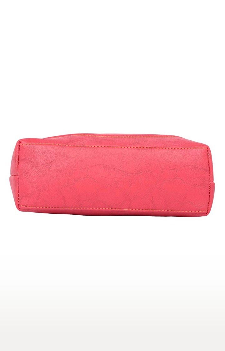 Aliado | Aliado Faux Leather Pink Coloured Zipper Closure Handbag  3