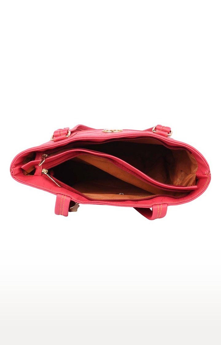 Aliado | Aliado Faux Leather Pink Coloured Zipper Closure Handbag  4