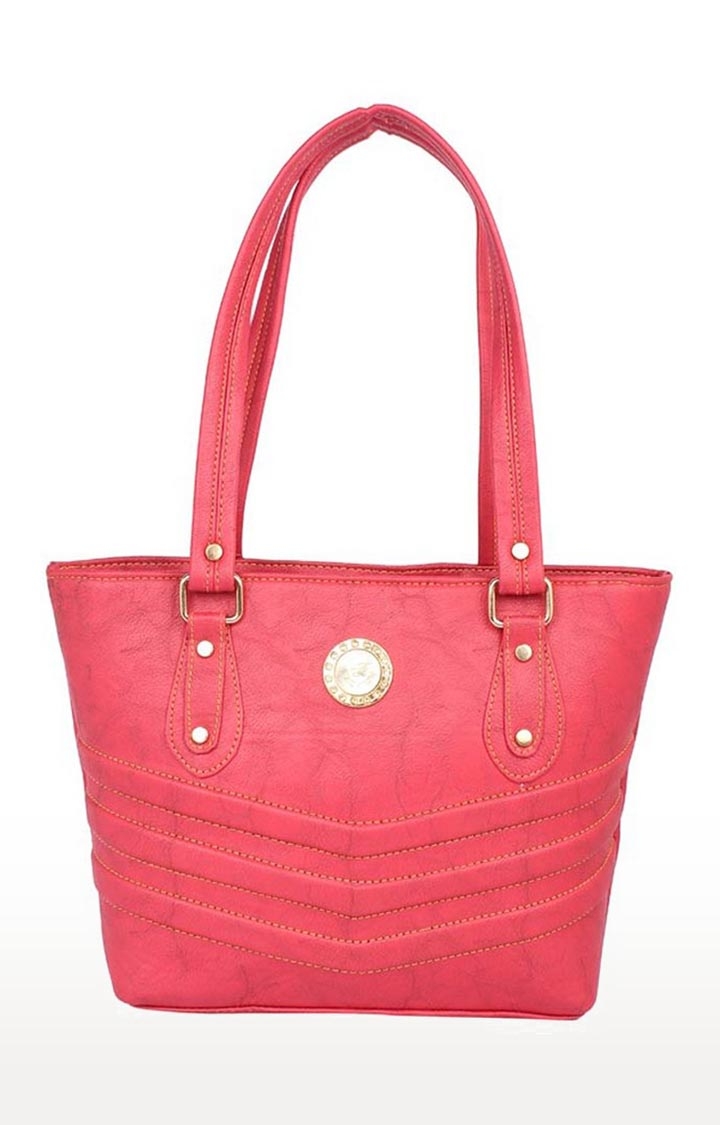 Aliado | Aliado Faux Leather Pink Coloured Zipper Closure Handbag  0