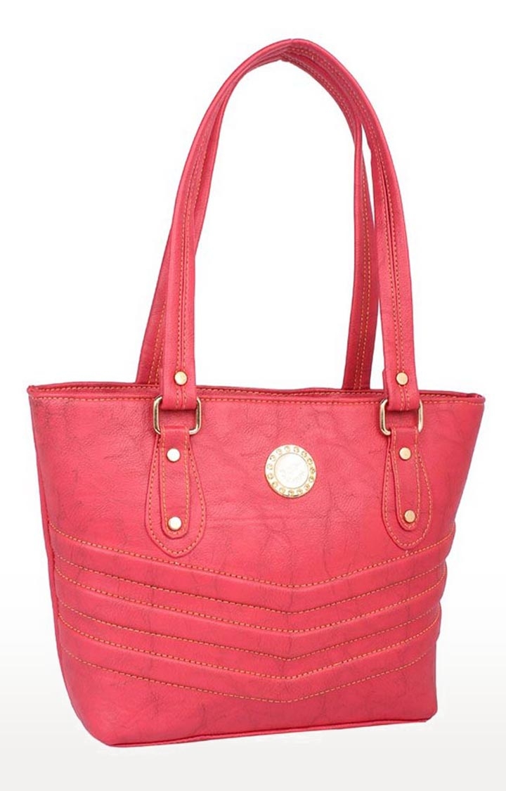 Aliado | Aliado Faux Leather Pink Coloured Zipper Closure Handbag  2