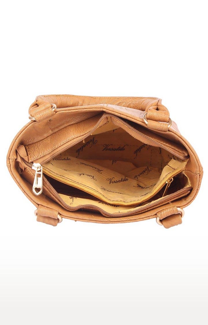 Aliado | Aliado Faux Leather Brown Coloured Zipper Closure Handbag  4