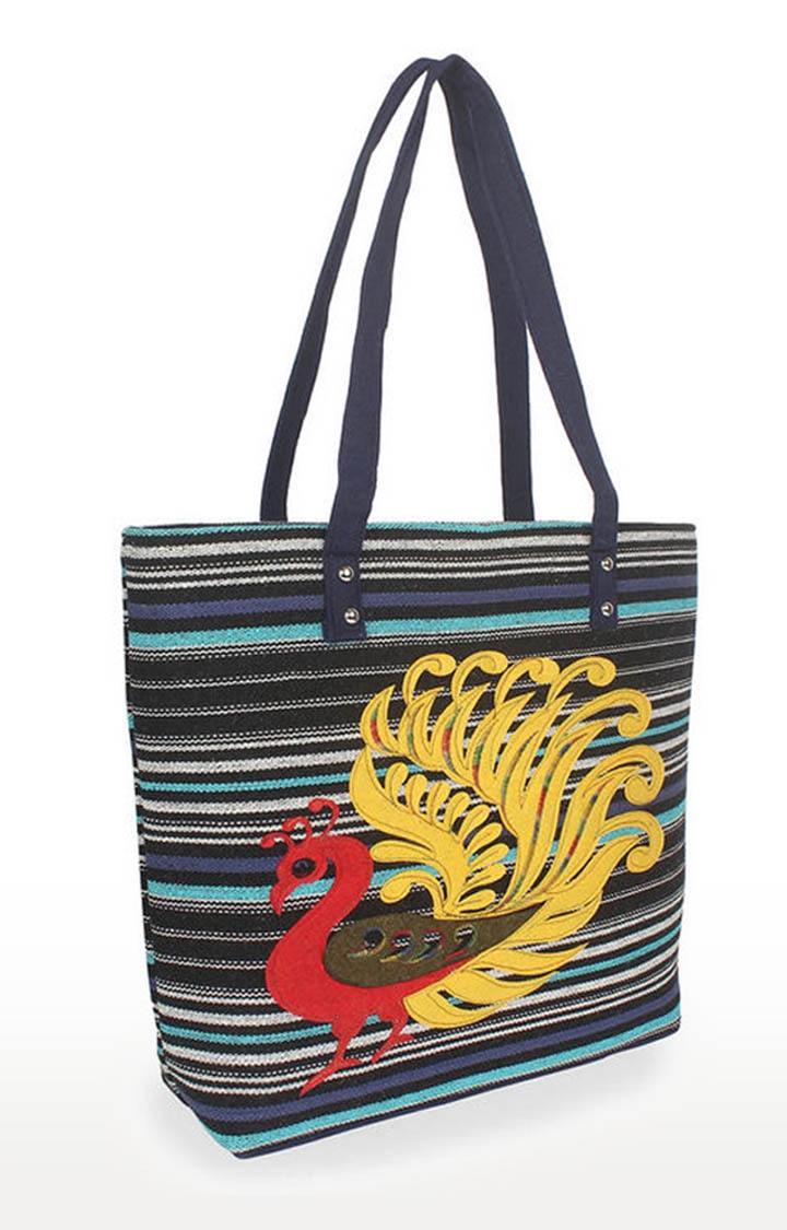 Aliado | Aliado Textile Multi Color Zipper Closure Handcrafted Handbag  2