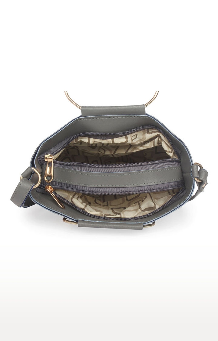 Aliado | Aliado Gray Artificial Leather Zipper Closure Sling Bag 4