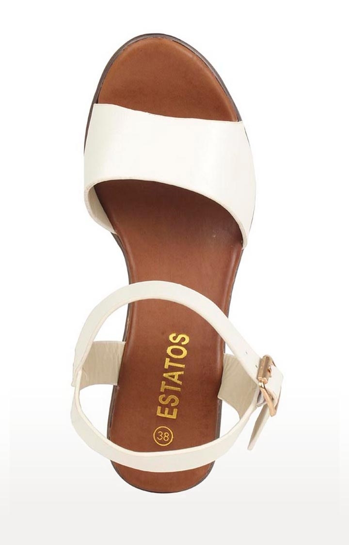 ESTATOS | Estatos PU White Coloured Ankle Strap Peep Toe Platform Wedges  3