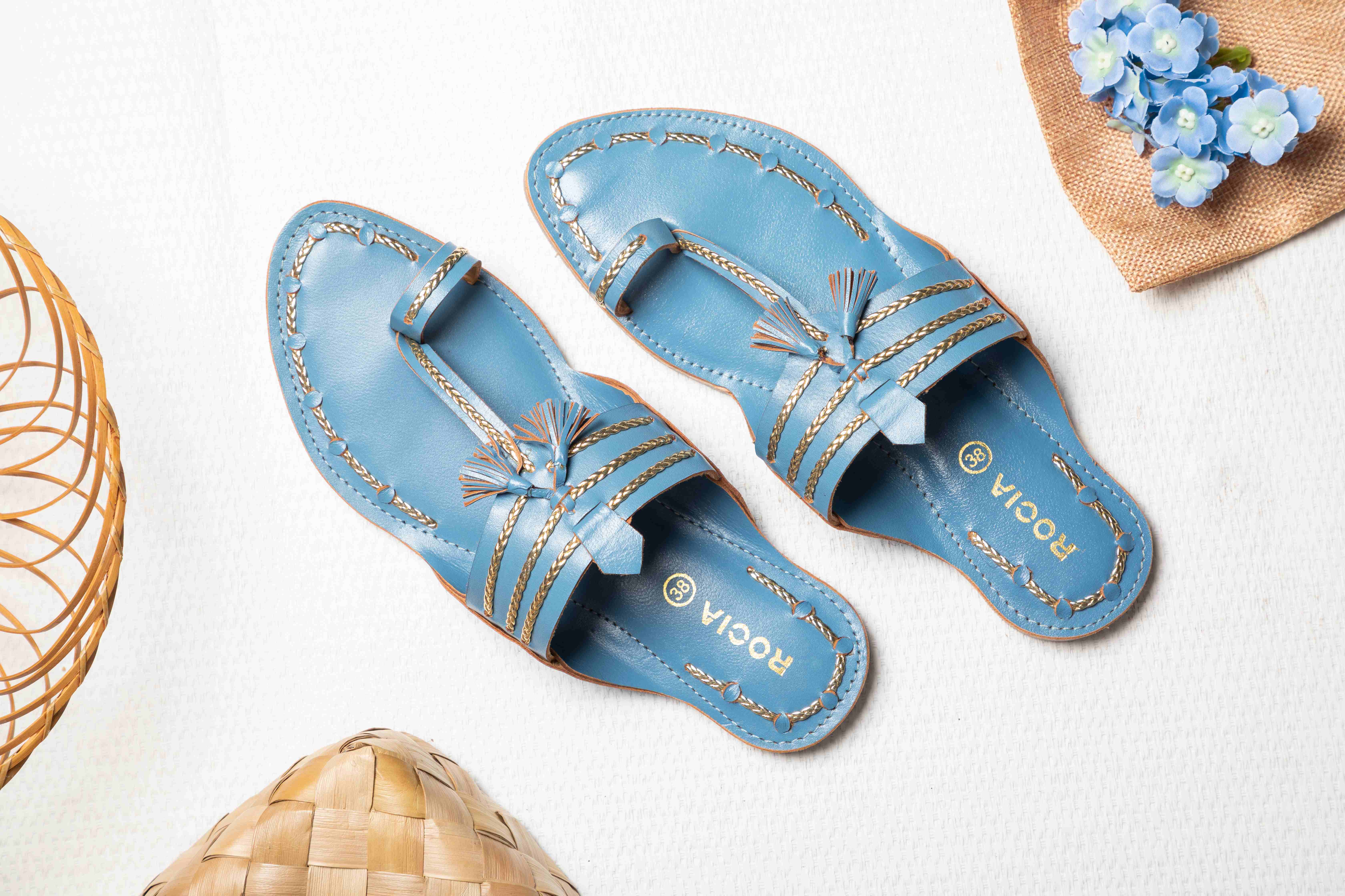Rocia Blue Women Kolhapuri Flats