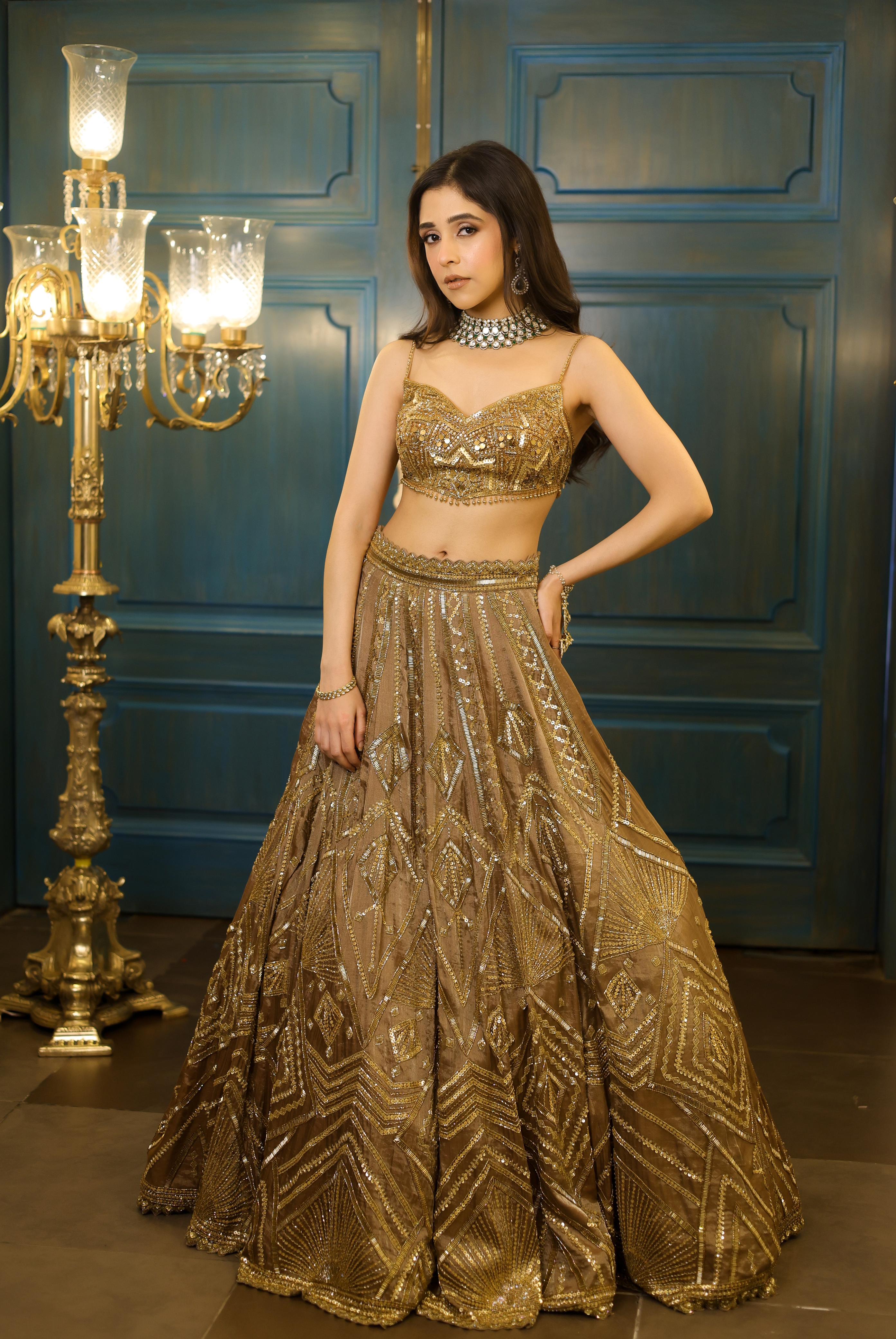 Mocha Tissue Lehenga