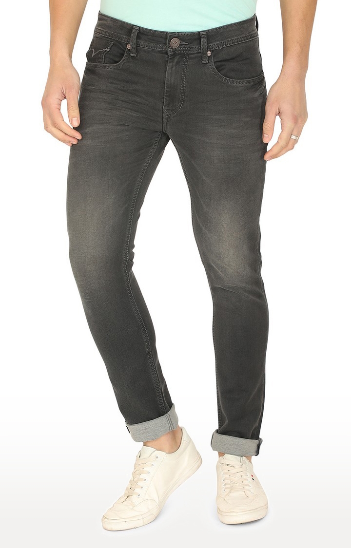 JBD-SN-237 GRAY Men's Grey Lycra Solid Jeans