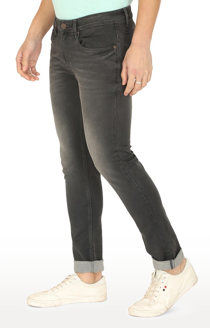 JBD-SN-237 GRAY Men's Grey Lycra Solid Jeans