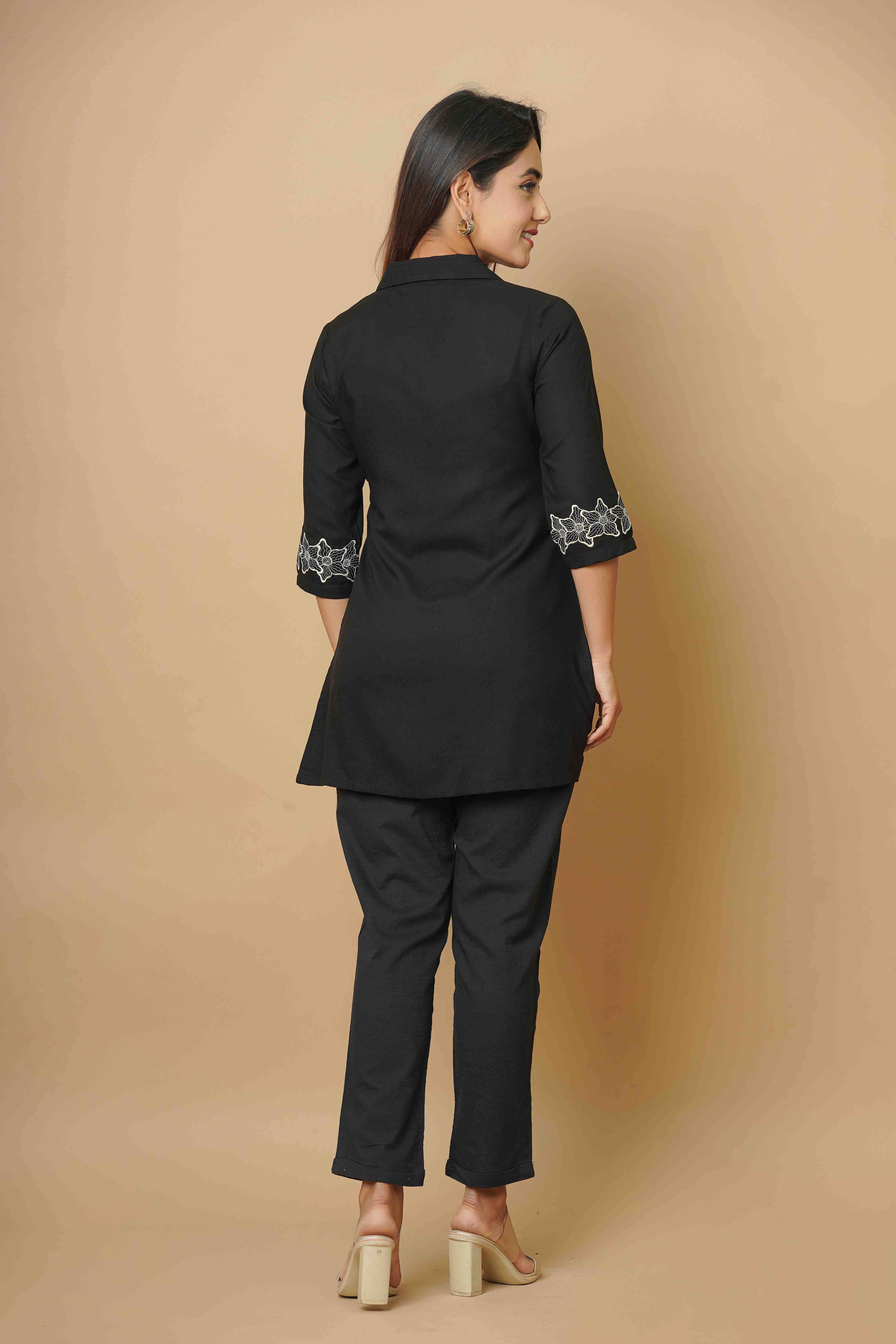 BLACK EMBROIDERED CO-ORD SET