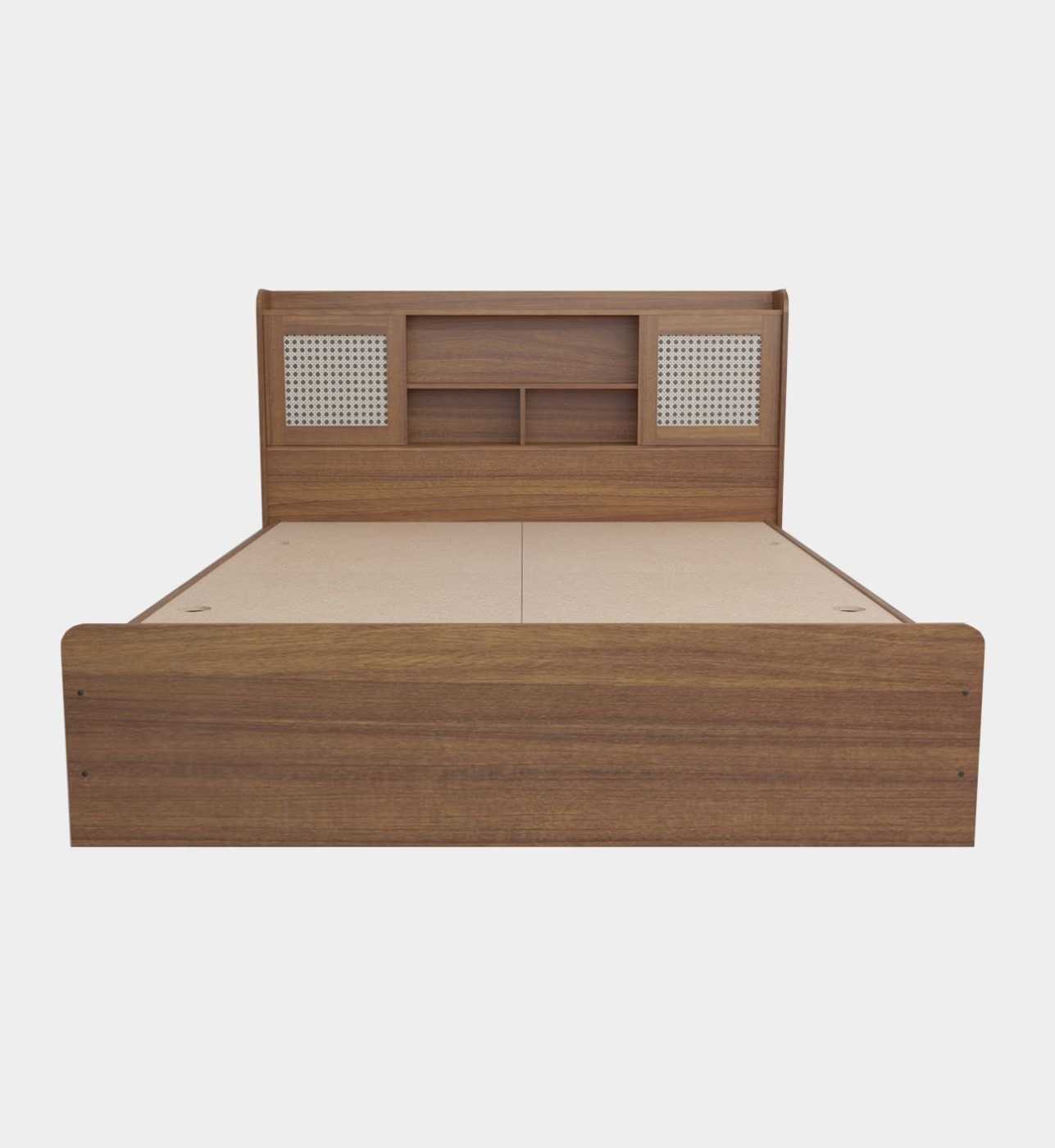 Sakura Rattan Box & Headboard Storage Bed - King, Leon Teak Finish