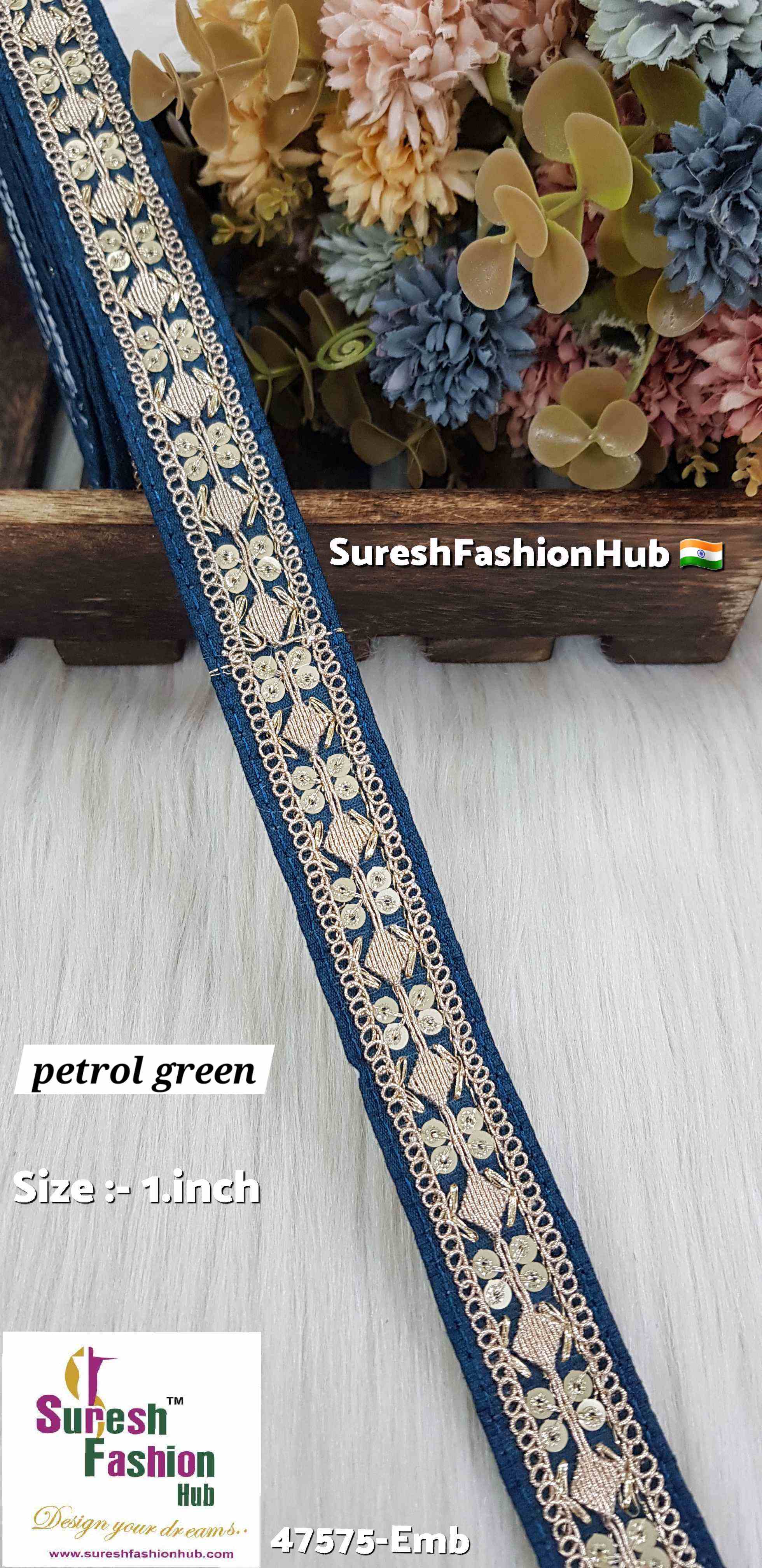 Embroidery  Petrol Green Charm