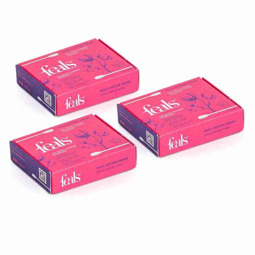 Cotton EarBuds, Cotton Swabs, Eco-Packaged, Chemical Free, Biodegradable | 100 Paper Stem, 200 Cotton Swabs Per Pack (Pack of 3) - 300 Sticks, 600 Swabs
