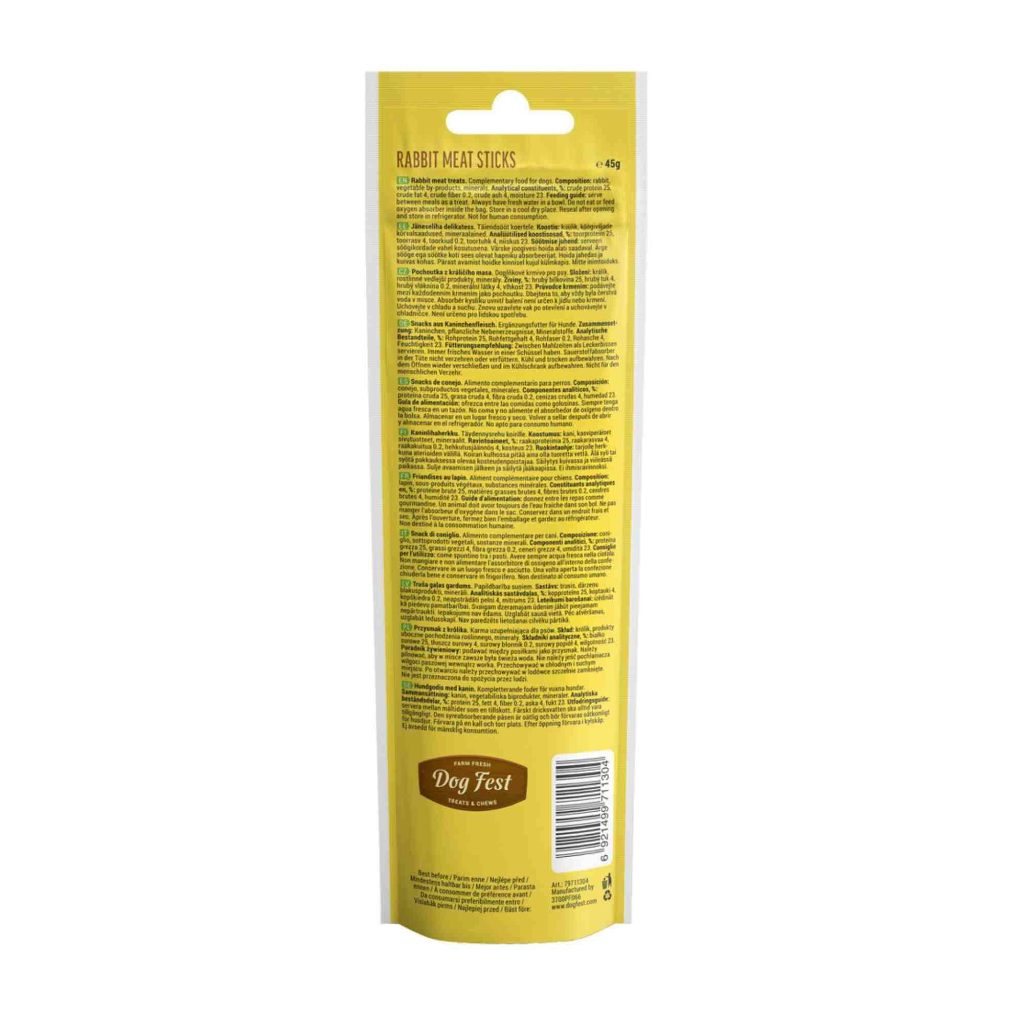 Dogfest Rabbit Meat Sticks Dog Treats, 45g