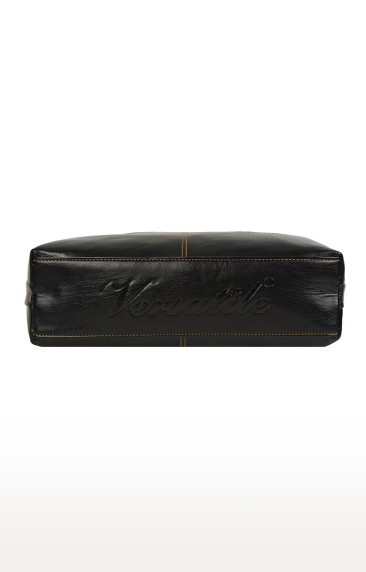 Aliado | Aliado Faux Leather Solid Black Zipper Closure Formal Handbag 3