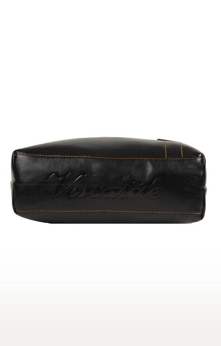 Aliado | Aliado Faux Leather Solid Black Zipper Closure Formal Handbag  3