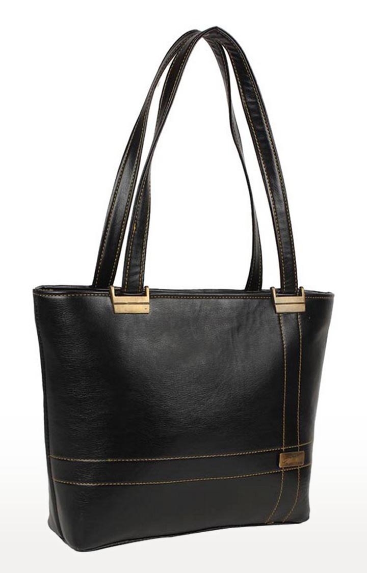 Aliado | Aliado Faux Leather Solid Black Zipper Closure Formal Handbag  2