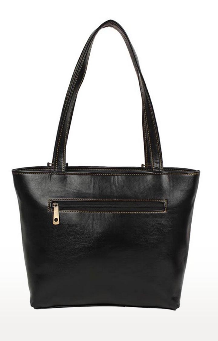 Aliado | Aliado Faux Leather Solid Black Zipper Closure Formal Handbag  1