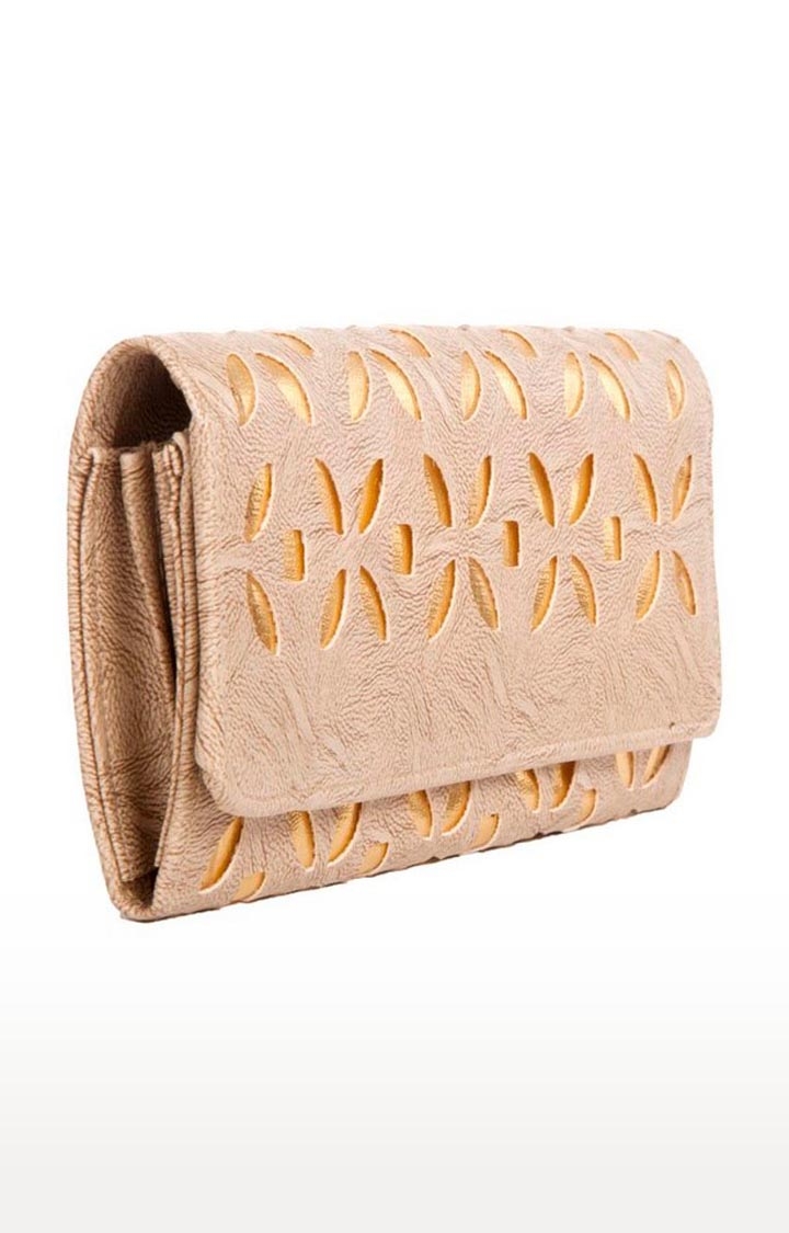 Aliado | Envie Faux Leather Cream Coloured Magnetic Snap Closure Embellished Clutch 2