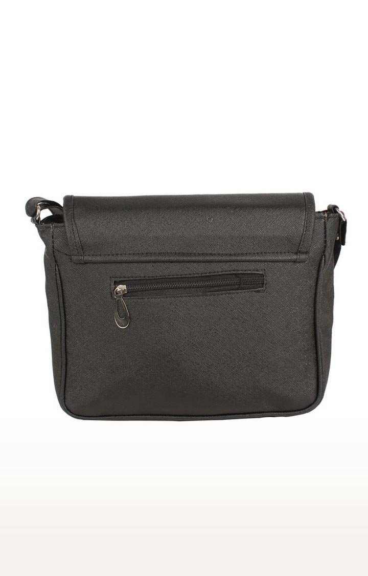 Aliado | Aliado Faux Leather Solid Black Magnetic Snap Sling Bag 1