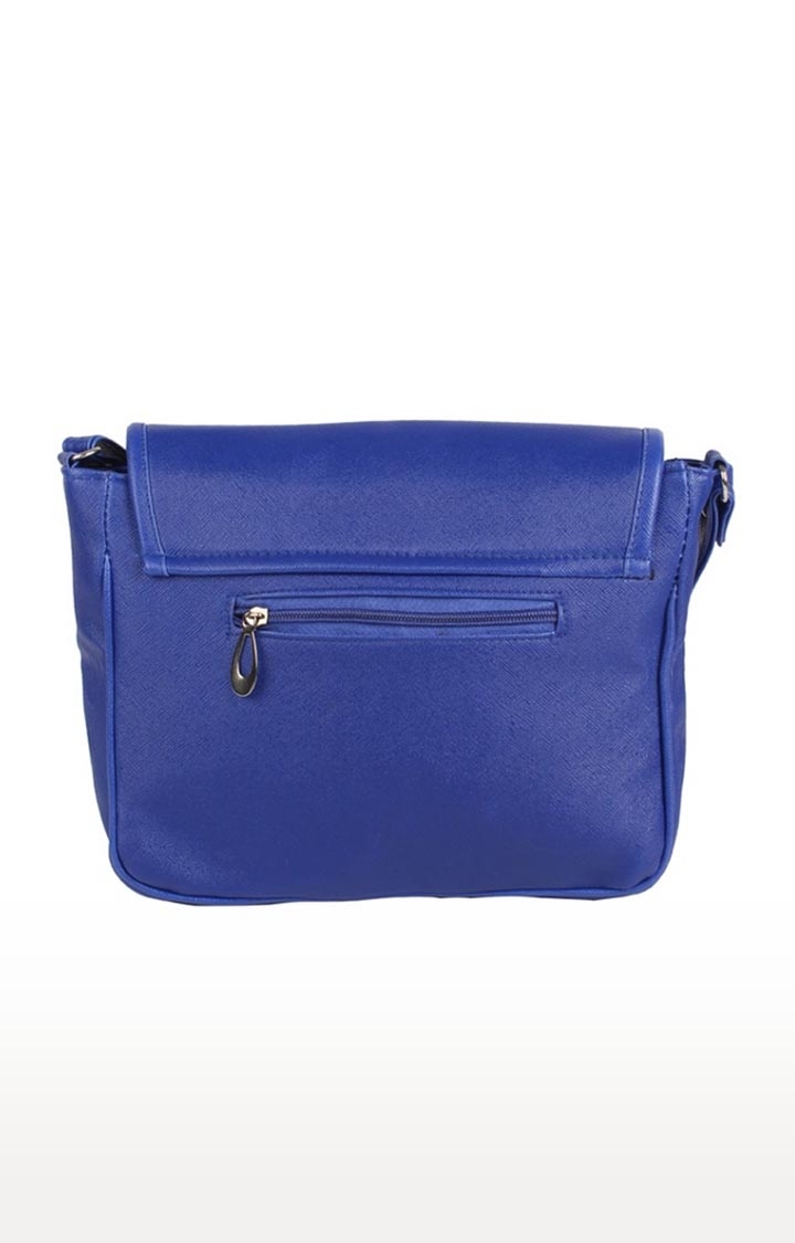 Aliado | Aliado Faux Leather Solid Blue Magnetic Snap Sling Bag  1