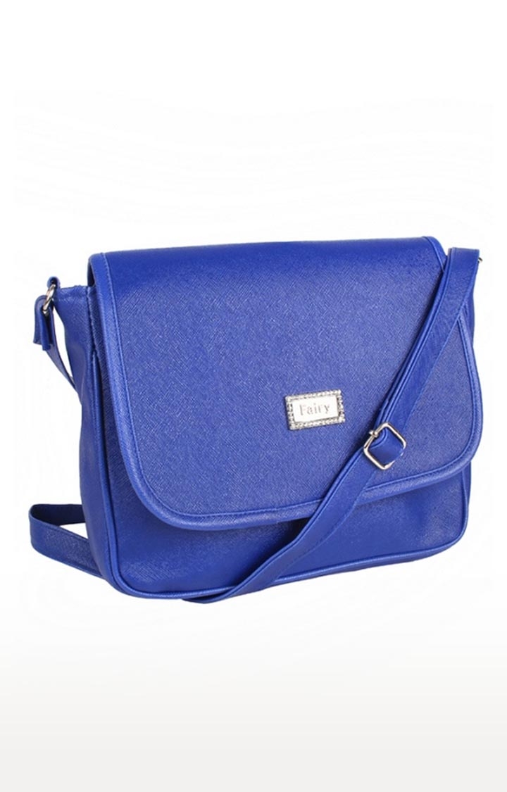 Aliado | Aliado Faux Leather Solid Blue Magnetic Snap Sling Bag  2