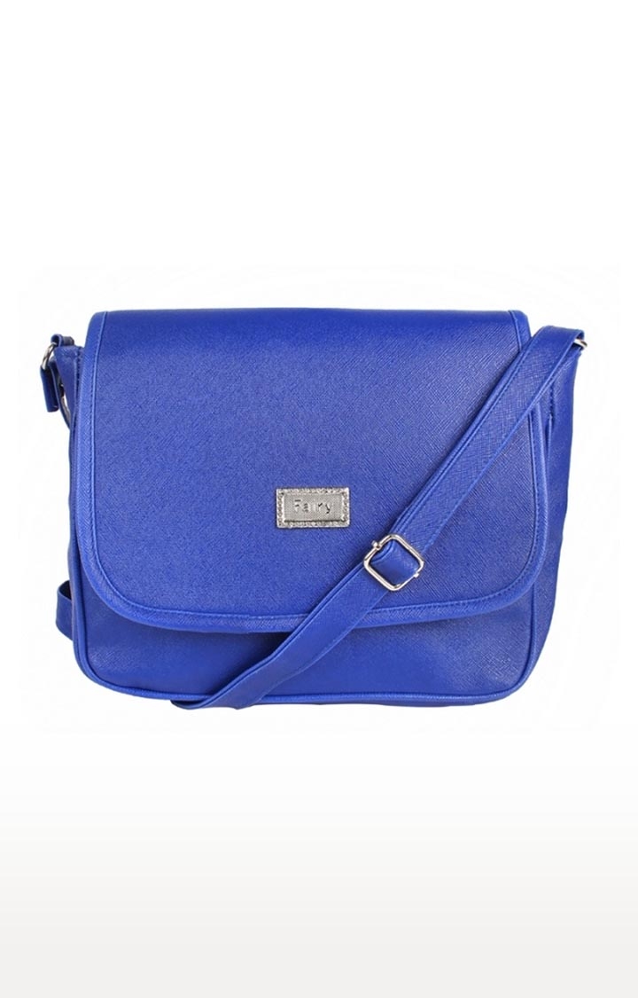 Aliado | Aliado Faux Leather Solid Blue Magnetic Snap Sling Bag  0