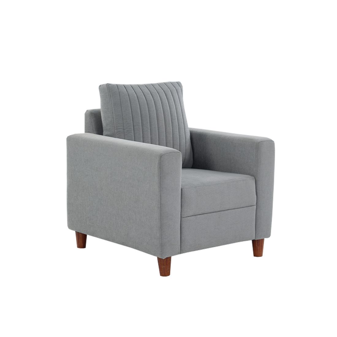 neudot Roman Sofa for Living Room |1 Person Sofa|Premium Fabric with Cushioned Armrest | Solid Wood Frame|1 Seater in Grey Color