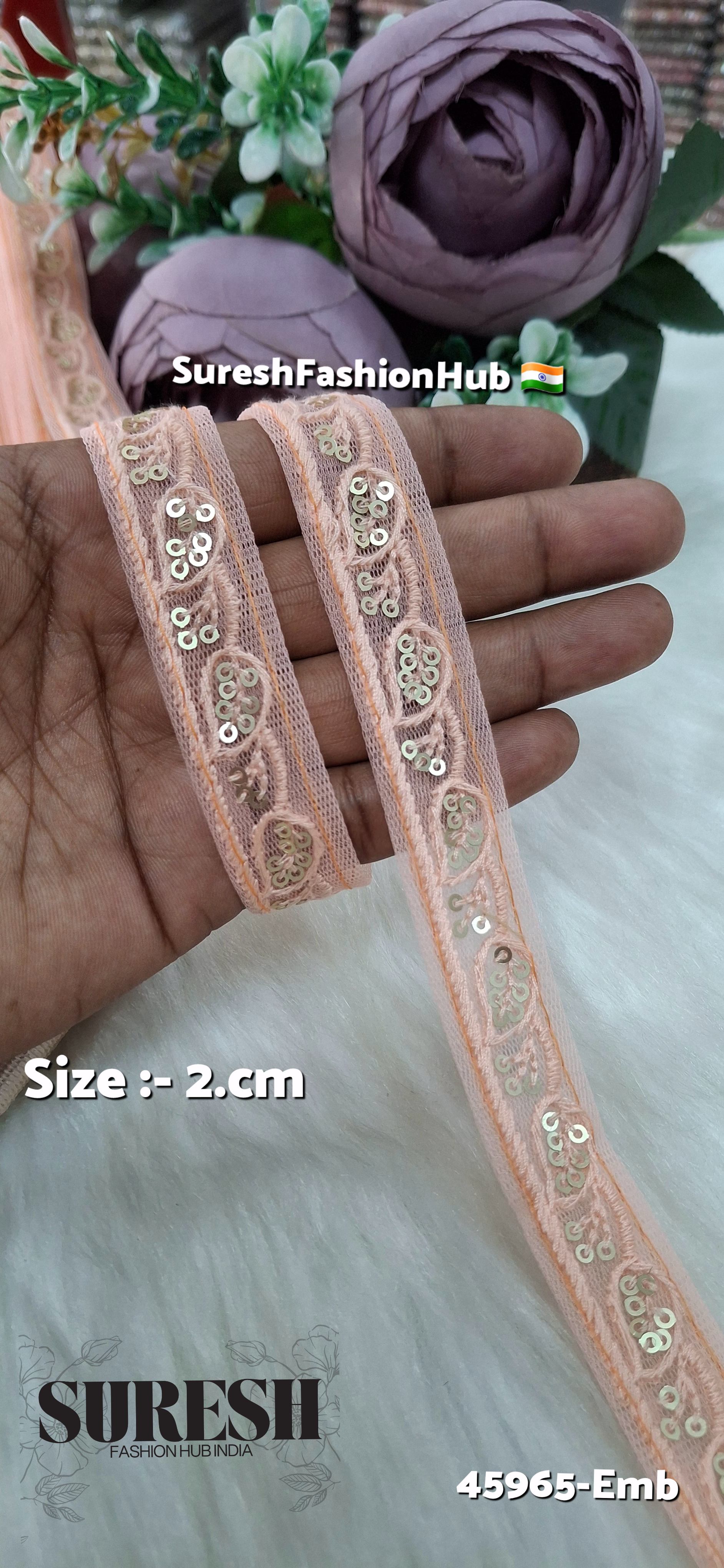 Peach Tone-on-Tone Embroidery Lace