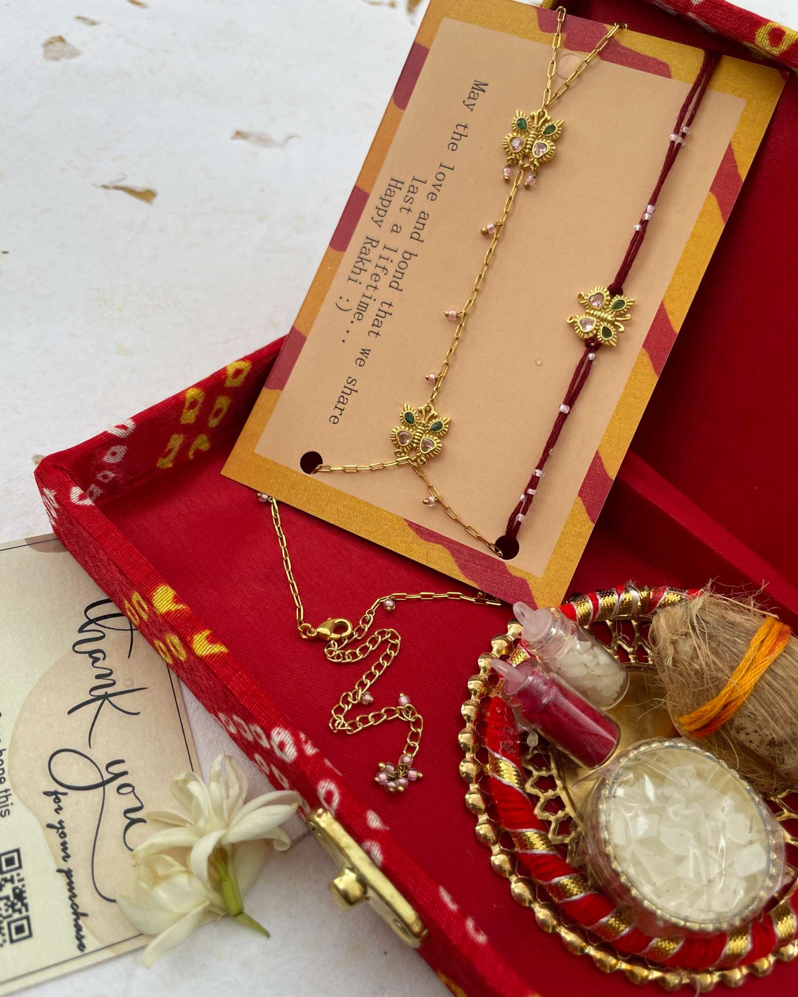 Pair Of Titli Rakhi And Hathphool