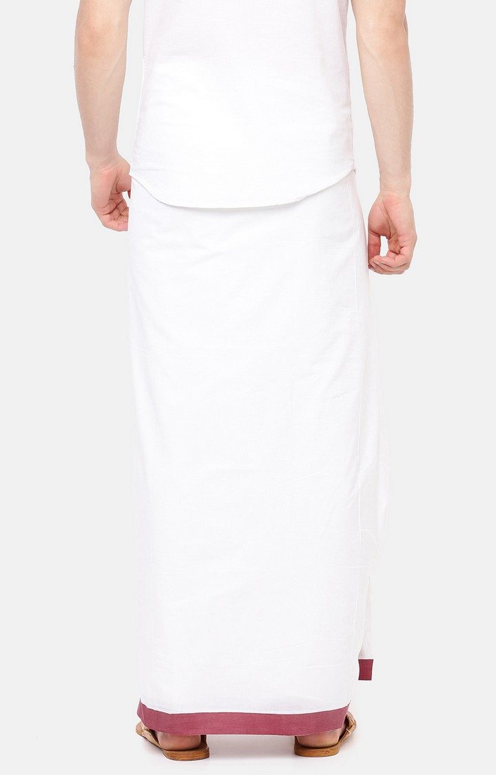 White Red Border Solid Dhotis